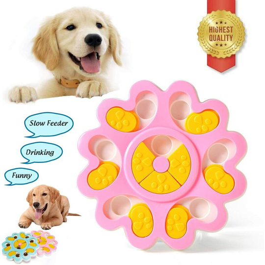 Interactive Treat Dispenser, Pet Feeder, Dogs Puzzle iq Training Toy, Slip Puzzle Bowl Feeder Feeder with Non-slip (Pink)
