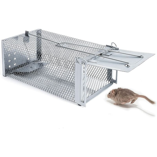 Live Mouse Trap, 1 Pack Human Rat Trap Reusable Rodent Trap Rat Trap Stainless Steel Cage for Indoor Outdoor Home Garden(26.5 x 14 x 11cm)