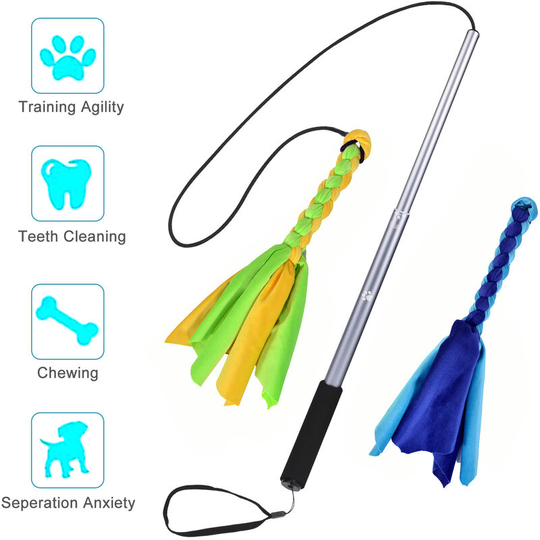 Extendable Dog Puppy Teaser Pole Wand Flexible Durable Practical Dog Charmer Wand Retractable Dog Wand Toy Multi-functional Dog Wand Toy Telescopic