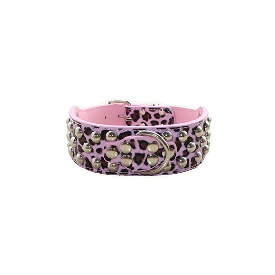 Studded Leather Dog Collar With 3 Rows Of 5.1Cm Wide Silver Rivets