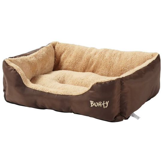 Deluxe Soft Washable Dog Pet Warm Basket Bed Cushion with Fleece Lining - Brown - Small - Bunty