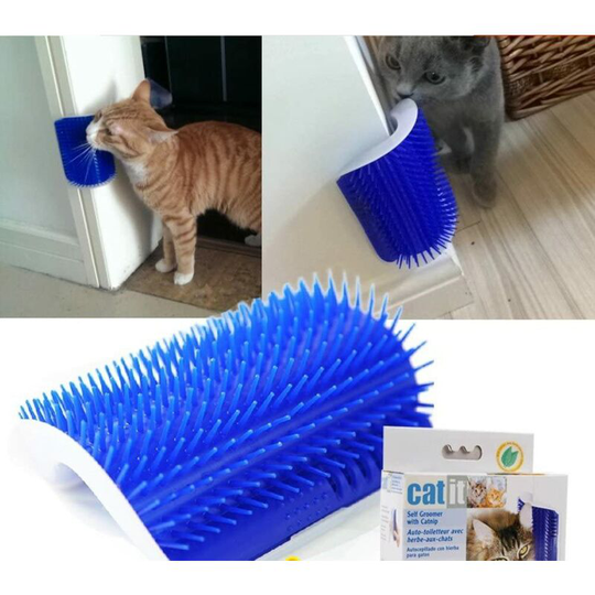 Angle cat grooming and massage brush with catnip, 12.7x 8.5x 4.7cm, Blue pet products 1pc