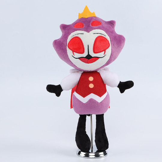 Helluva boss animation surrounding plush toy hero devil doll (purple four eyes)