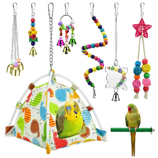 Pack bird toy parrot swing chew toy bird nest hut hammock perch