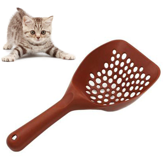 Fresh Step All in One Litter Scoop,Fast and Easy to Use Cat Litter Scoop, Ergonomic Handle Grip Kitty Litter Scoop to Scoop Away Cat Litter, brown