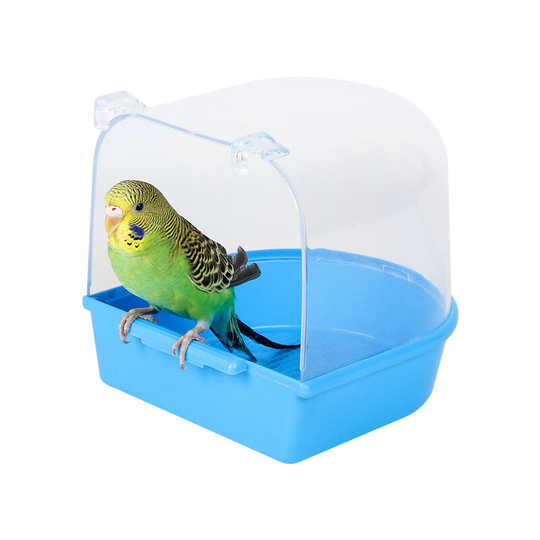 1 Pack) Parrot Bath Box - Bird Cage Accessories - For Pets - Blue