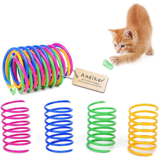Spring cat toy, spring cat toy 12 pieces, colorful interactive cat toys, spiral springs made of plastic, durable and soft, cat toy for hunting and