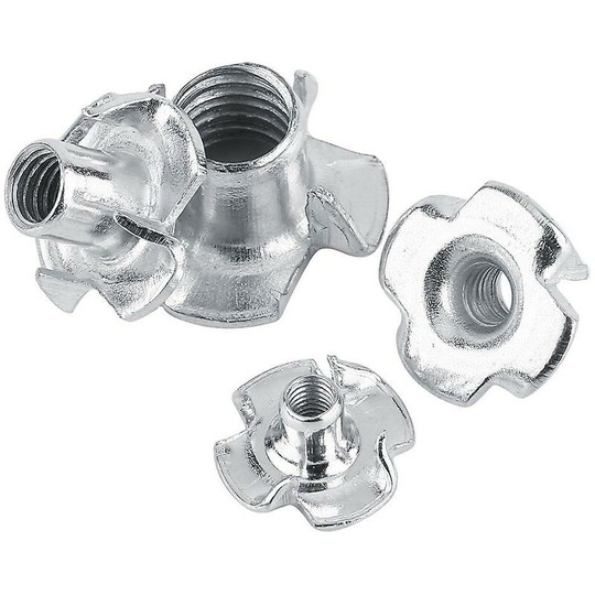 Naxunnn - M3 Zinc Silver Carbon Steel Furniture t t Nuts with Four Bits for Joinery Furniture Fixing, 30pcs