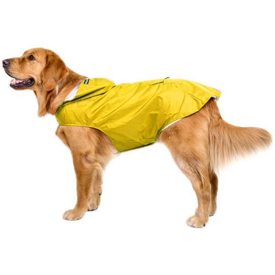 Dog Raincoat with Hood,Collar Hole, 100% Waterproof Ultra-Light Breathable Rainwear Rain Jacket with Safe Reflective Strips for Medium to Large Dog,
