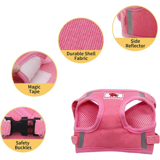 Soft Training Mesh Fabric Dog Vest Harness Vest Harness for Puppy, Cats, Small Animals (Pink)