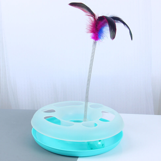 Interactive Cat Toy, Roller Toy with Mouse Spring, Teasing Feather and Rolling Ball, Fun Toy for Cat, Kitten, Pets