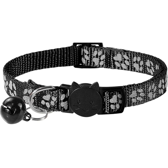 Cat Collar Anti Strangulation, 2 pcs Adjustable Reflective Collar for Cat Kitten Puppy with Bell and Safety Buckle, 19-32cm Black