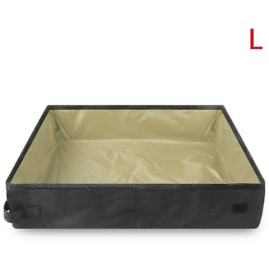 Foldable Cat Litter Box Fabric Portable Outdoor Pet Cat Litter Pan Tray(gray),S,11