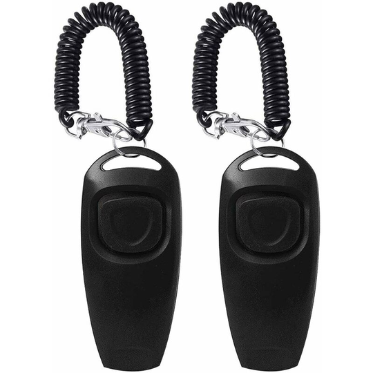 2 Pieces Dog Clicker Dog Whistle for Training Stop Barking Dog Whistle Clicker 2 in 1 New Upgrade Version Dog Training Clicker with Wrist Strap