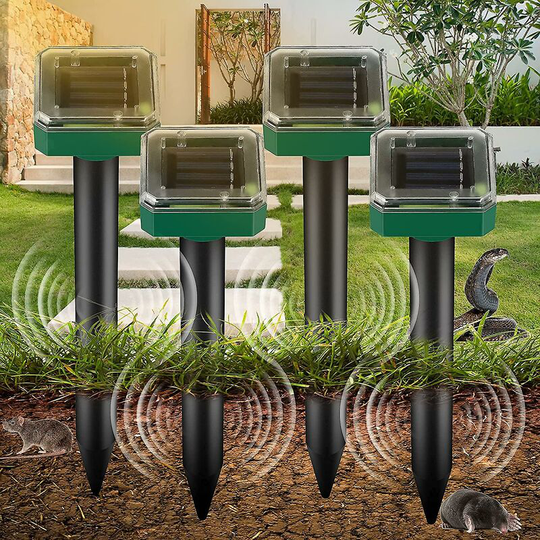 Perle Rare - 4 Pack Ultrasonic Pet Repellents Ip65 Mole Repellent Solar Ultrasonic Garden Solar Repellent Anti Mouse Anti Animal