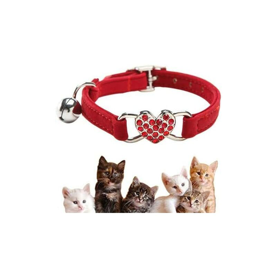 Lovely Kitten Collar, Cat Collar with Bell and Elastic Strap-Red
