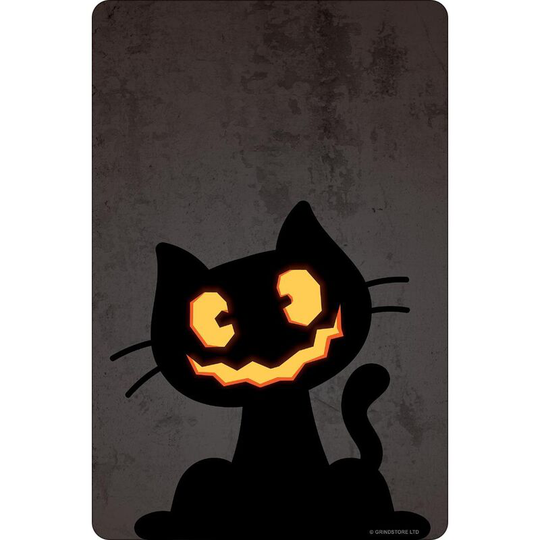 Greet Tin Card Pumpkin Kitten Halloween Plaque (One Size) (Earth Brown/Black) - Earth Brown/Black