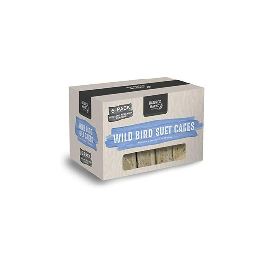 Bird Food 6 x Suet Cakes Bird Feed Suet Blocks Wild Bird Food High in Energy & Protein-Rich (6)