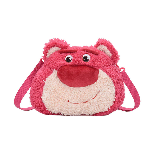 1-piece pink bear plush toy children's diagonal bag Kindergarten baby's small backpack cartoon change bear bag