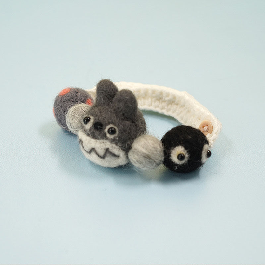 Cat Knitted Cllar, Knitted Scarf, Wool Knitted Cat Collar, Cat Collar, Chinchilla, Button Style - Muff
