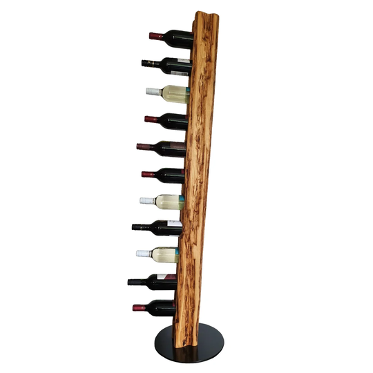 Belfry Kitchen - Rustic wine stand, wine rack, wine holder Made of solid wood; Made by hand For 11 bottles of wine; Height 158 Cm, Diameter 34 Cm; Dri