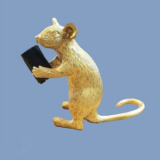 Deckon - Creative 3 Styles Resin Mouse Lamp For Bedroom, Study Desk - Gold Sitting
