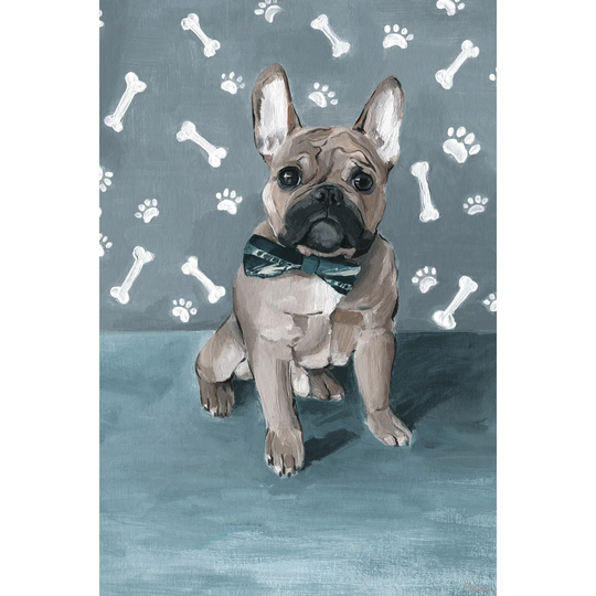 Bulldog and Bones by Parvez Taj - Wrapped Canvas Painting Print