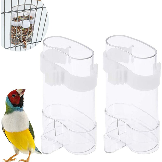 Transparent Plastic Automatic Feeder 2 pcs Bird Cage Water Dispenser Automatic Bird Water Dispenser White Bird Feeder Water Dispenser for Cockatiels