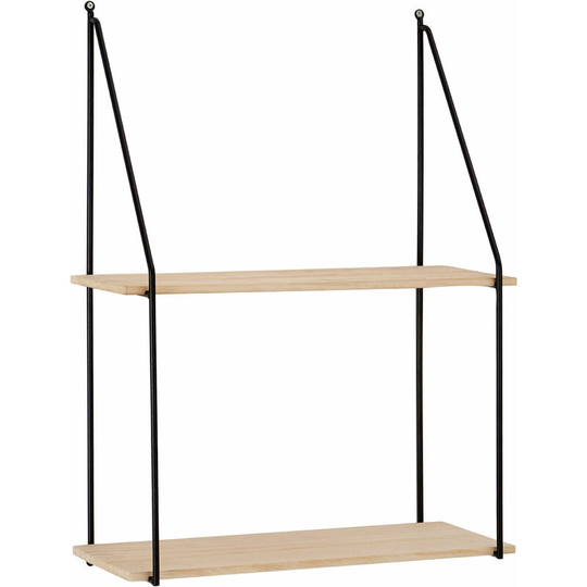 Premier Housewares - 2 Wall Shelf Metal Shelves For Wall Natural Wood Wall Shelves Wall Shelf Unit Wall Shelves For Bedroom Shelfs For Walls Wall