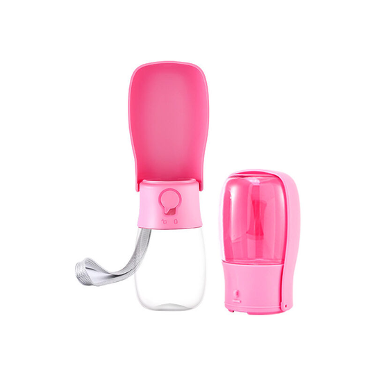 Dog Water Bottle - Foldable Dog Water Dispenser for Walking, Portable Pet Water Bottle 280ML Pink - Muff