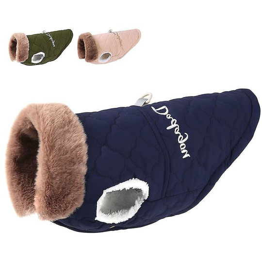 Waterproof Winter Pet Jacket Clothes Super Warm Small Dogs Clothing With Fur Collar Cotton Pet Outfits French Bulldog Coat Vest - Flkwoh