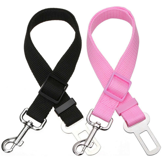 Pet Seat Belt, Dog Safety Belt, Cat Leash, Dog Protection Belt, Black+Pink(2PC), 2.5*69CM