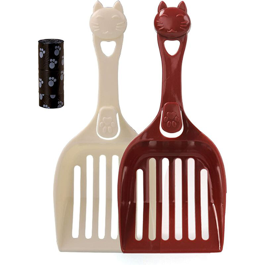 Set of 2 large plastic shovels for cats and cats