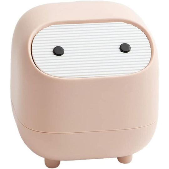 Muff - Mini Desktop Trash Can Ninja Shape with Push Lid Pink