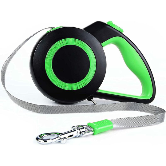 Einemgeld - Retractable Dog Leash, Retractable Dog Leash with Reflective Stitching, Up to 20kg Strong Nylon Tape Extends to 5M, One Stop Button Lock