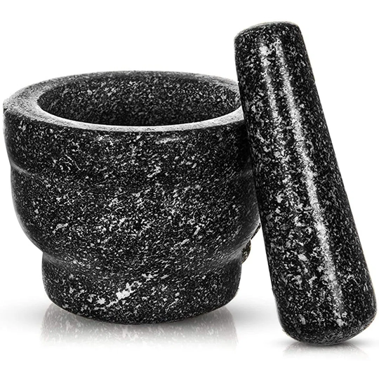 Belfry Kitchen Solid And Durable Granite Pestle & Mortar Set Natural Honed Polished Food Flavour Fresh Spice Herb Seed Salt And Pepper Crusher Grinder
