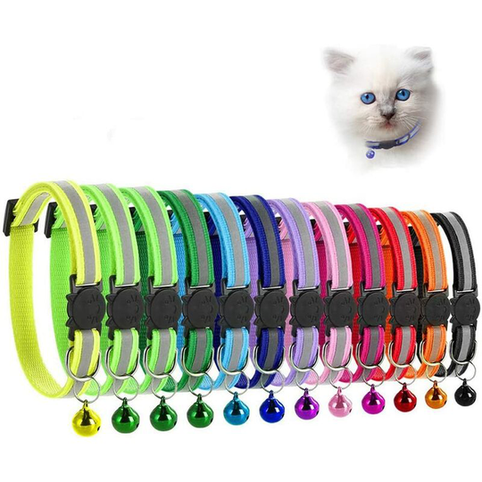 Adjustable Reflective Cat Collar Cats Kittens Puppy with Reflective Strap Quick Release Buckle 12 Piece Kit