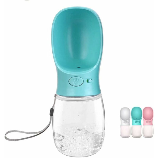 Portable Dog Water Bottle,Pet Water Dispenser Antibacterial Food Grade Leak Proof Dog Cat Travel Bottle Bowl, Outdoor Pet Drinking-350ml (Green)