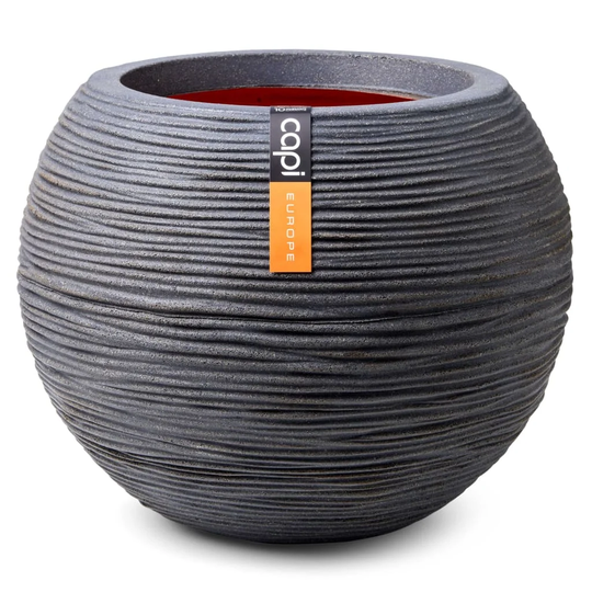 Capi Vase Nature Rib Ball Dark Grey