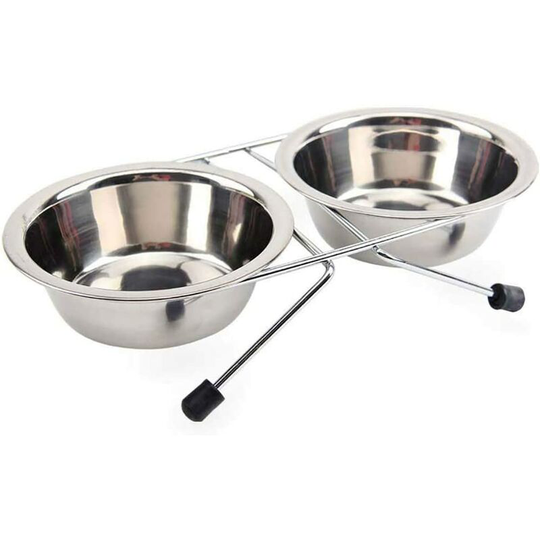 Dog Bowl Holder Double Dog Bowl Stainless Steel Pet Bowls Puppy Dog , 24 * 16 * 6Cm, s