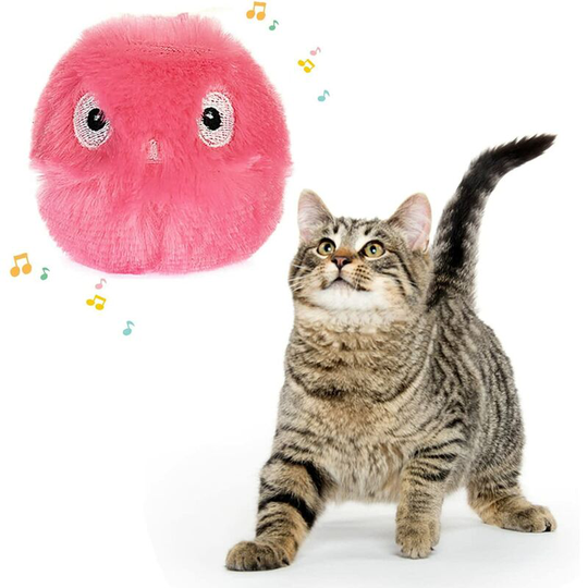 Bird Shaped Cat Toy Ball with Catnip, Realistic Interactive Cat Toy with Singing Birds, for Biting, Diversion, Chewing (Pink)