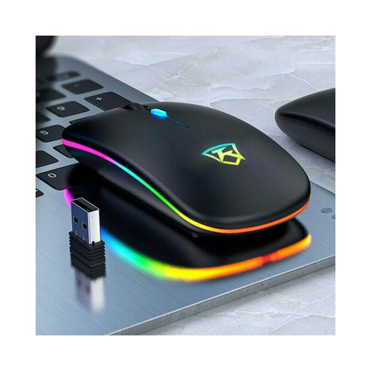 Slim Rechargeable USB Wireless RGB Mouse for Tablet PC Laptop
