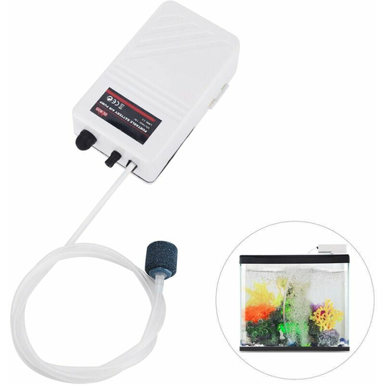 Bearsu - Aquarium Air Pump Aquarium Air Pump Kits Oxygen Air Pump with Tube Air Stone for Battery Operated Fish Tank - White