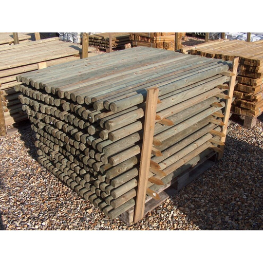 (1.8m Tall, 10 Posts) Round Pressure Treated Wood Fence Posts- 50mm diam