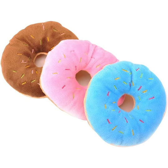 Donut Shaped Pet Toy Squeaky Squeaker Puppy Dog Pet Cat Kitten Sound Chews Toy Random Color Sturdy and Durable and Practical