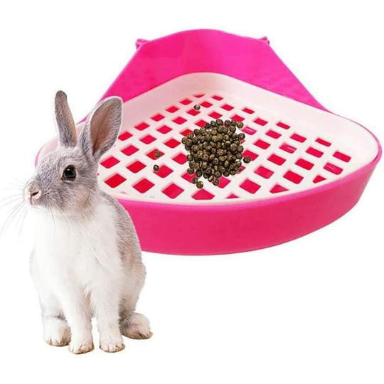 Rabbit Toilet Litter Tray, Small Animal Corner Toilet Potty, Pet Litter Corner Trays For Rabbit(Pink)