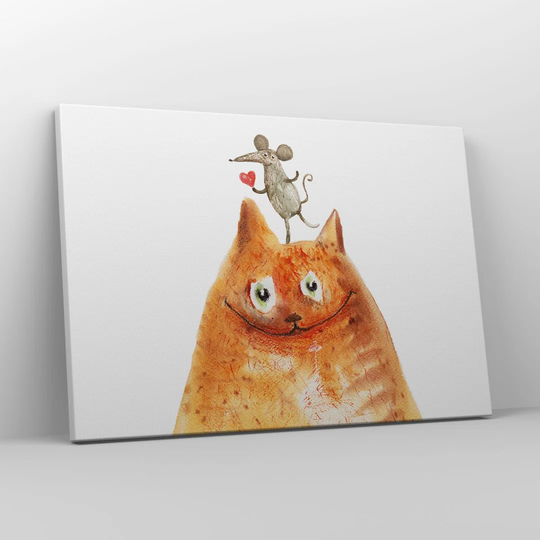 Cat Mouse Children'S - Wrapped Canvas Painting