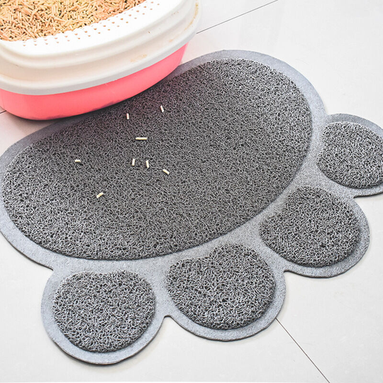 Stop litter mat with paw prints-Small size 40 * 30cm, gray