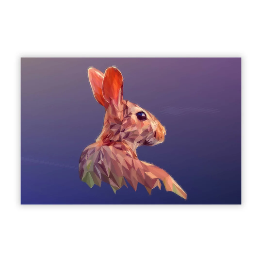 'Geometric Rabbit Hare' - Unframed Painting Print on Paper