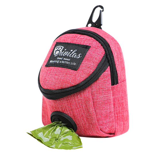 Dog Bag Dispenser, Portable Oxford Cloth Poop Bag with Carabiner and Adhesive Buckle, Poop Bag Holder for Walking Running Hiking